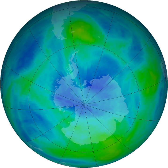 Antarctic ozone map for 16 March 1986